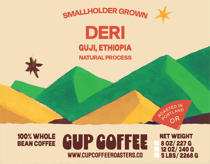 Guji Ethiopia natural process coffee 12oz bag — Deri Kebele smallholder grown, Cup Coffee Roasters